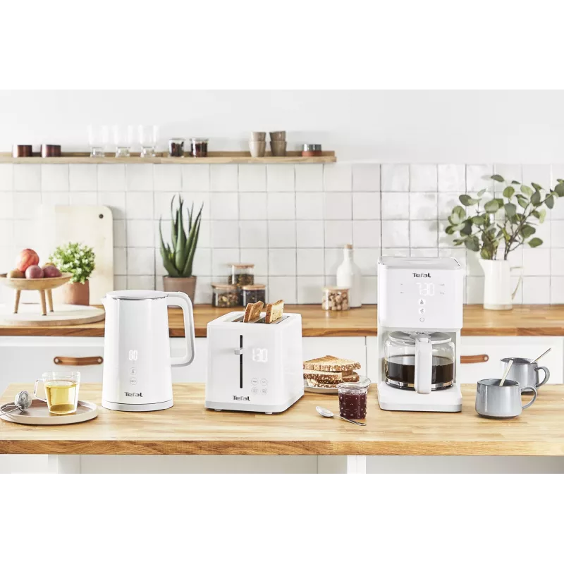 Elektriskā tējkanna Tefal KO6931, 1,5 L, 1800 W, balta, 5 temperatūras iestatījumi, silta uzturēšana 30 min.