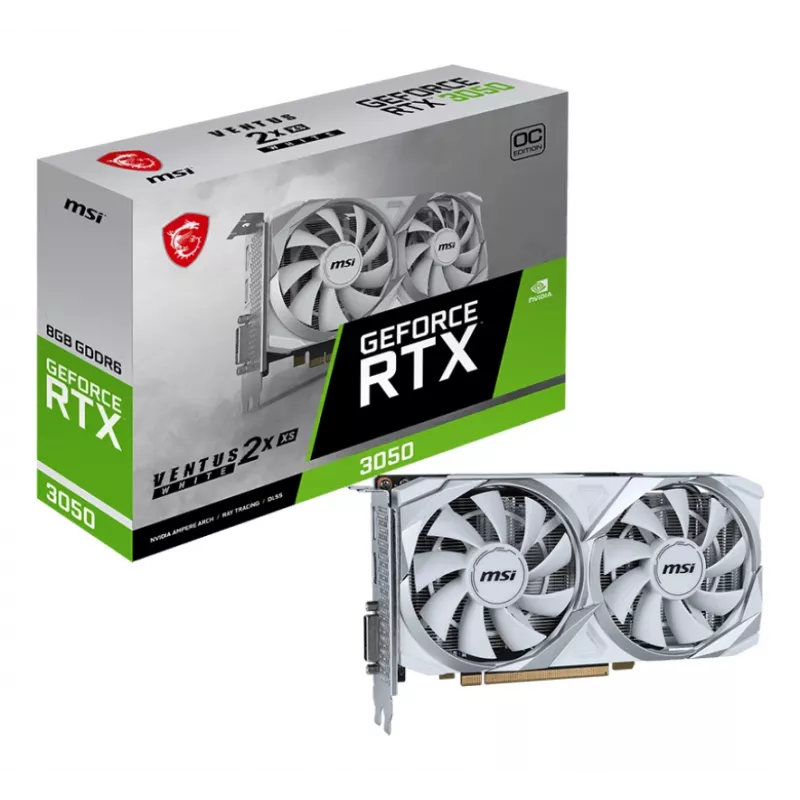 MSI VENTUS RTX 3050 2X XS balta 8G OC NVIDIA GeForce RTX 3050 8 GB GDDR6