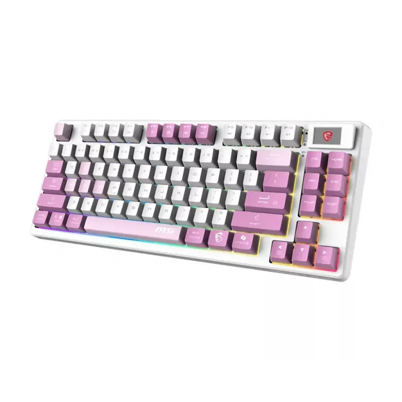MSI FORGE GK600 TKL WIRELESS VIOLET tastatūra spēlēšanai USB + Bluetooth QWERTY UK English Pink, Violet, balta