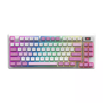 MSI FORGE GK600 TKL WIRELESS VIOLET tastatūra spēlēšanai USB + Bluetooth QWERTY UK English Pink, Violet, balta