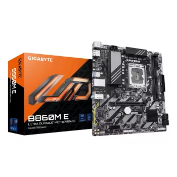 Micro-ATX mātesplate GIGABYTE B860M E — LGA 1851 Intel Core Ultra procesoriem, DDR5 līdz 8800 MHz (O.C.), 2×PCIe 4.0 M.2, 1GbE