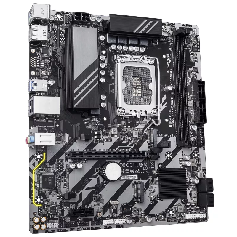 Micro-ATX mātesplate GIGABYTE B860M E — LGA 1851 Intel Core Ultra procesoriem, DDR5 līdz 8800 MHz (O.C.), 2×PCIe 4.0 M.2, 1GbE