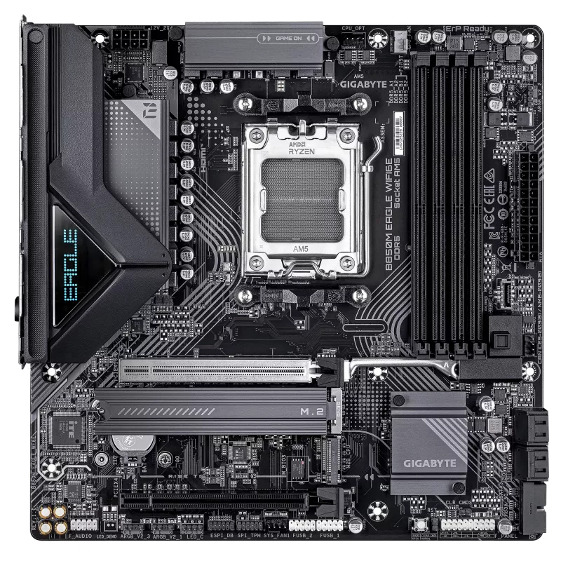 Mātesplate GIGABYTE B850M EAGLE WIFI6E Socket AM5 AMD Ryzen 7000/8000/9000, DDR5 līdz 8200MHz (OC), PCIe 5.0, Wi‑Fi 6E, 2.5 GbE