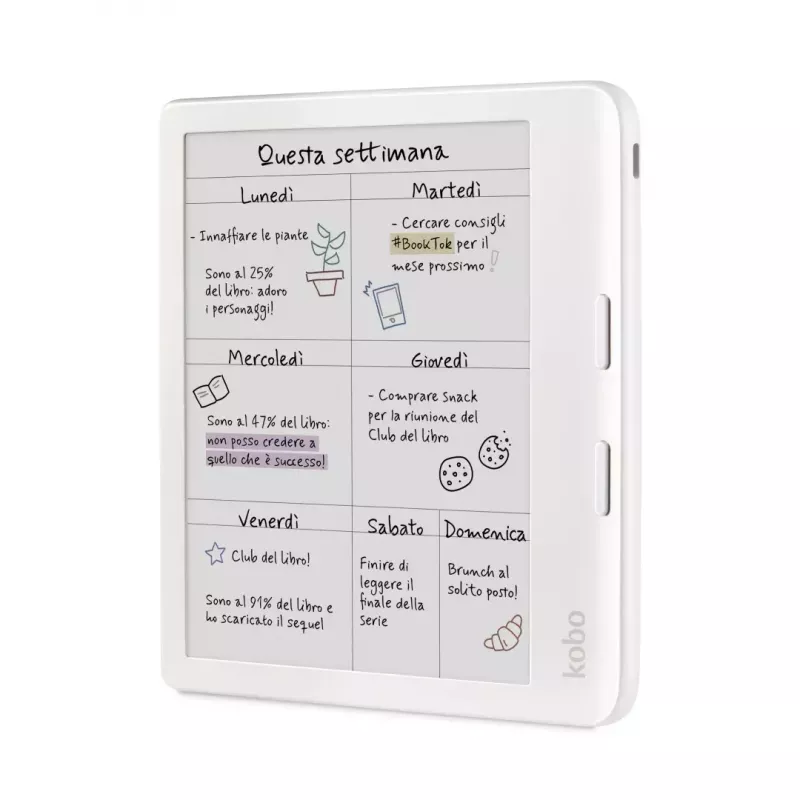 E-grāmatu lasītājs Kobo Libra Colour 7 collu E Ink Kaleido, 32 GB, Wi‑Fi, Bluetooth, ūdensizturīgs, balts