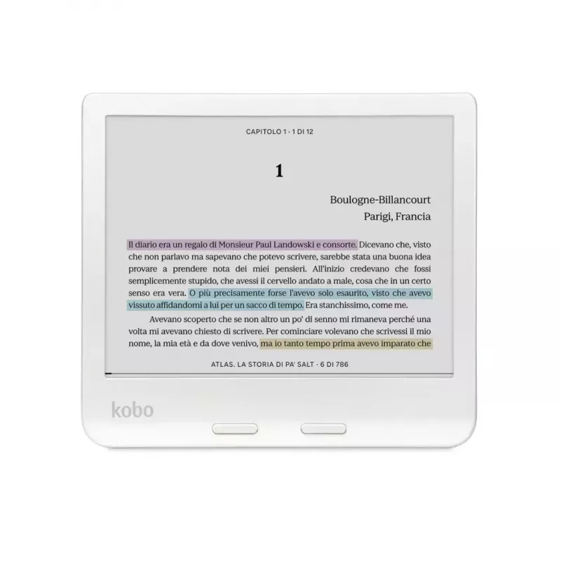 E-grāmatu lasītājs Kobo Libra Colour 7 collu E Ink Kaleido, 32 GB, Wi‑Fi, Bluetooth, ūdensizturīgs, balts