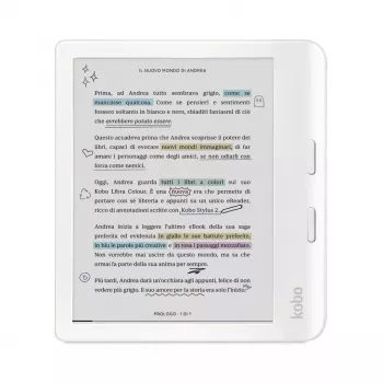E-grāmatu lasītājs Kobo Libra Colour 7 collu E Ink Kaleido, 32 GB, Wi‑Fi, Bluetooth, ūdensizturīgs, balts
