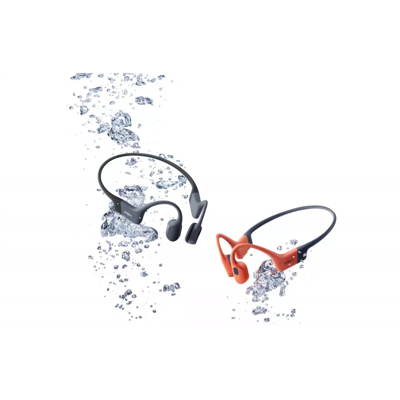 Austiņas Shokz OpenSwim Pro — atvērta tipa kaulu vadīšanas bezvadu austiņas, IP68 ūdensizturība, Bluetooth 5.4, 32 GB, 9 h atskaņošana, pelēkas