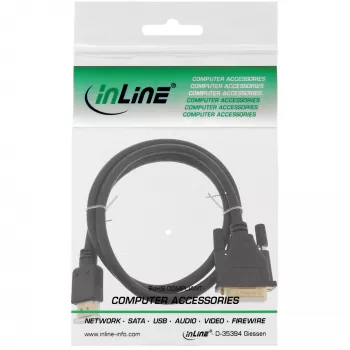 InLine HDMI uz DVI kabelis tēviņš / 18+1 tēviņš apzeltīti kontakti 3m, 3 m, HDMI, DVI-D, Zelts, 4,95 Gbit/s, Melns