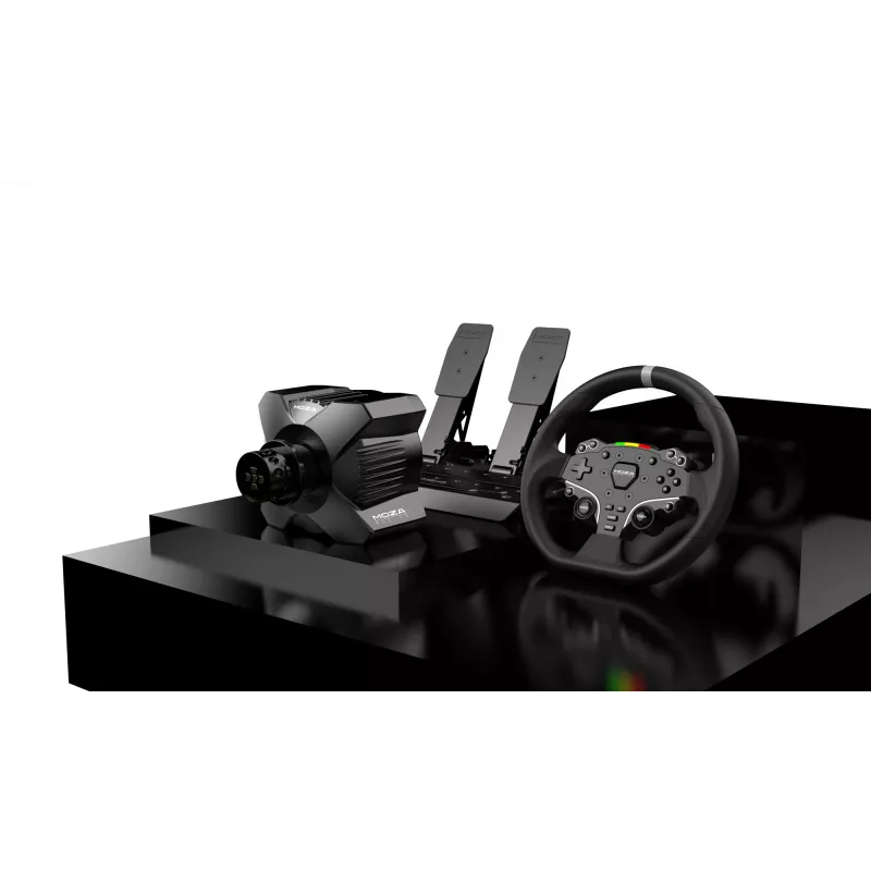 Moza Racing R3 stūres rats un pedāļi datoram, Stūres rats + pedāļi, PC, D-paliktnis, Izvēlnes poga, Režīma poga, Pauzes/Iestatīšanas poga, Starta poga, Digitāls, Neierobežots, Tiešā piedziņa