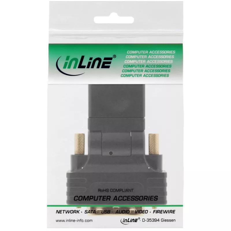 InLine HDMI uz DVI adapteris HDMI spraudnis / DVI kontaktdakša elastīgs, zeltīts 4K2K