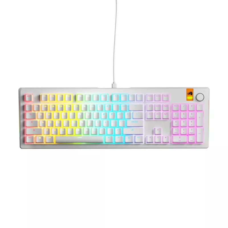 Mehāniska pilna izmēra (100%) vadu tastatūra GLORIOUS GMMK 3 HE — balta, USB, QWERTY, RGB