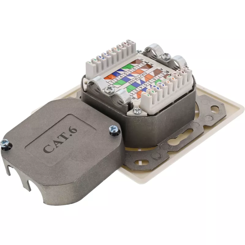 Sienas kontaktligzdas kārba InLine Cat.6 2x RJ45 horizontāla — uz virsmas vai padziļinājumā