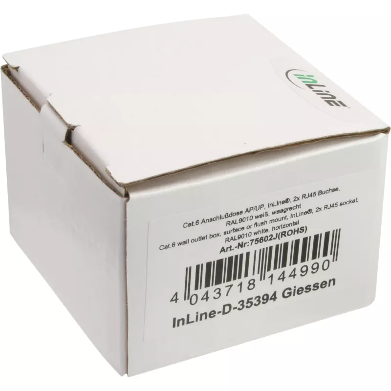 Sienas kontaktligzdas kārba InLine Cat.6 2x RJ45 horizontāla — uz virsmas vai padziļinājumā