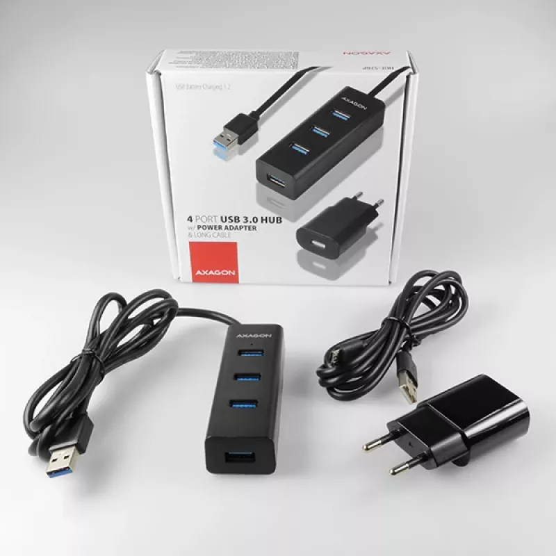 Axagon HUE-S2BP 4x USB 3.0 UZLĀDES centrmezgls ar 1,2 m kabeli un maiņstrāvas adapteri