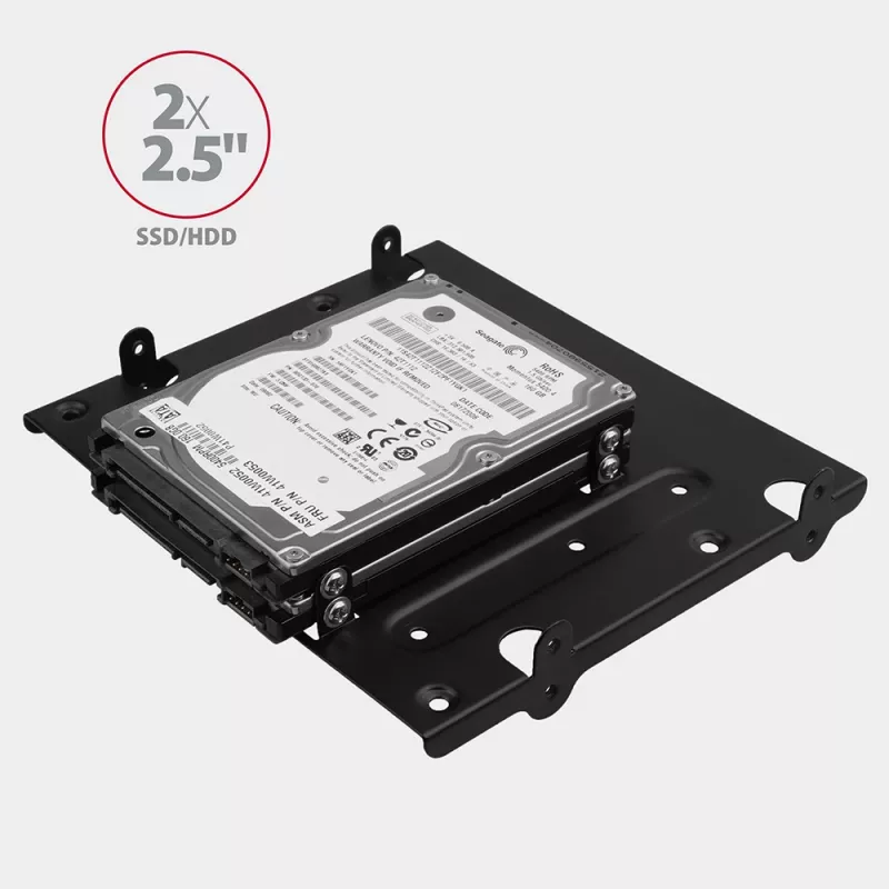 Axagon RHD-435 kronšteins 4x 2,5 collu vai 2x 2,5 collu HDD/SSD un 1x 3,5 collu HDD ievietošanai 5,25 collu nodalījumā, metāla