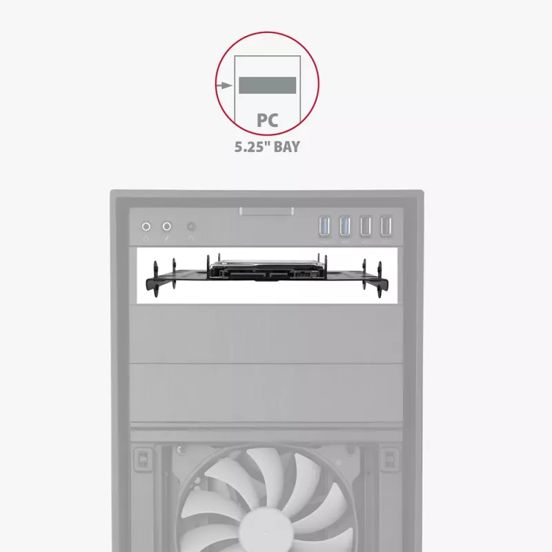 Axagon RHD-435 kronšteins 4x 2,5 collu vai 2x 2,5 collu HDD/SSD un 1x 3,5 collu HDD ievietošanai 5,25 collu nodalījumā, metāla