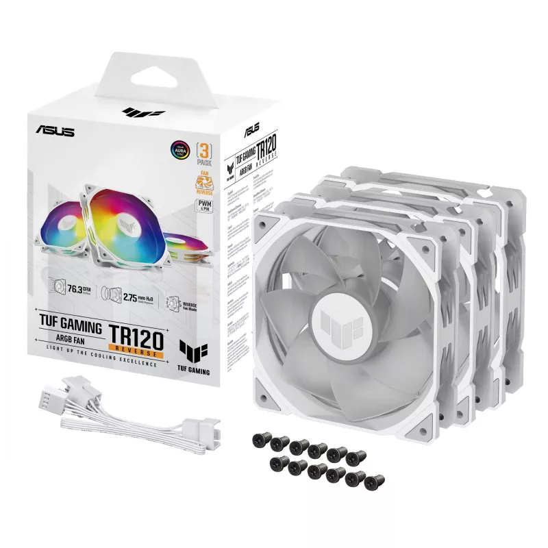 ASUS TUF GAMING TR120 ARGB REVERSE 3IN1 balta Computer case Air cooler 12 cm