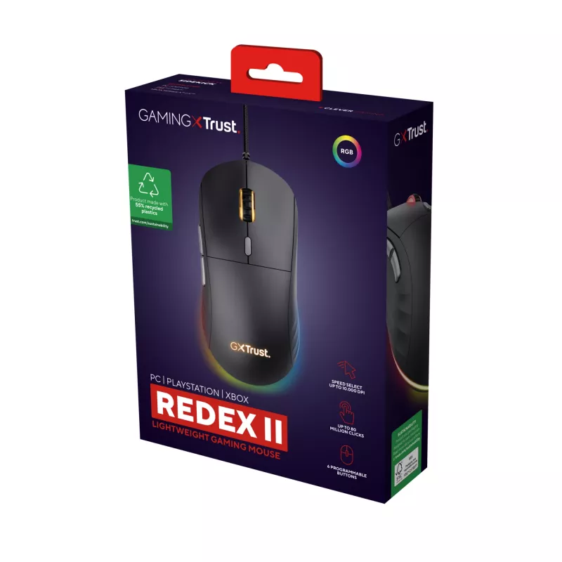 Trust GXT 925 REDEX II pele Spēlēm Labā roka USB Type-A Lāzers 10000 DPI