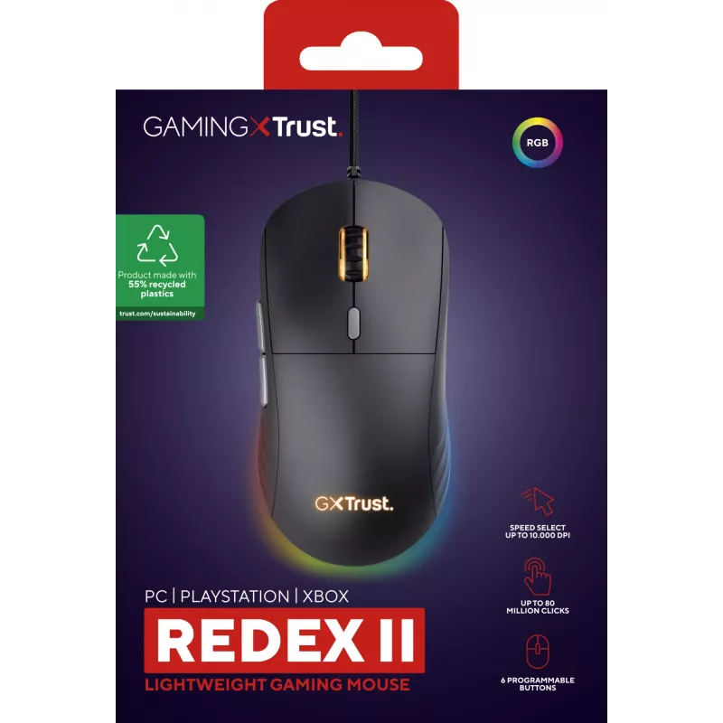 Trust GXT 925 REDEX II pele Spēlēm Labā roka USB Type-A Lāzers 10000 DPI