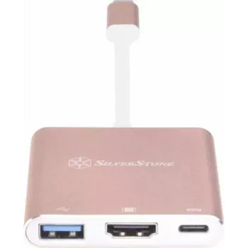 USB-C uz HDMI video adapteris SILVERSTONE EP08 (USB-C 3.1, HDMI) Rozā