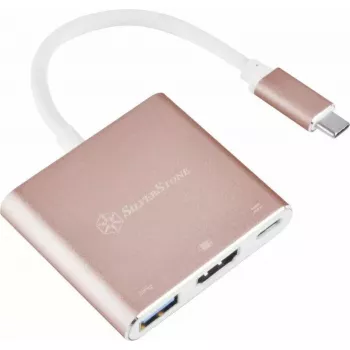 USB-C uz HDMI video adapteris SILVERSTONE EP08 (USB-C 3.1, HDMI) Rozā