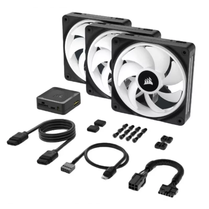 CORSAIR Qx RGB sērijas Icue Link Qx120 RGB 120 mm magnētiskā kupola RGB ventilatora sākuma komplekts