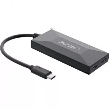 InLine USB 3.2 Gen.1 centrmezgls, USB-C uz 2 portiem USB-C un 3 portiem USB-A, ar barošanas bloku