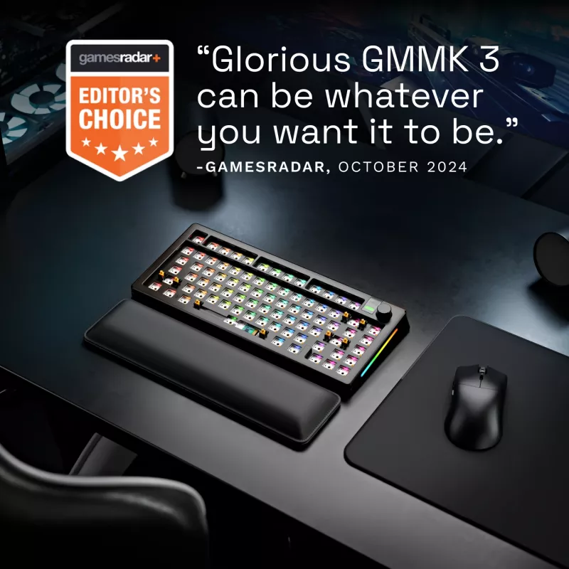 Mehāniskā tastatūra GLORIOUS GMMK 3 PRO 75% Barebones vadu USB, RGB, melna, 2 m kabelis