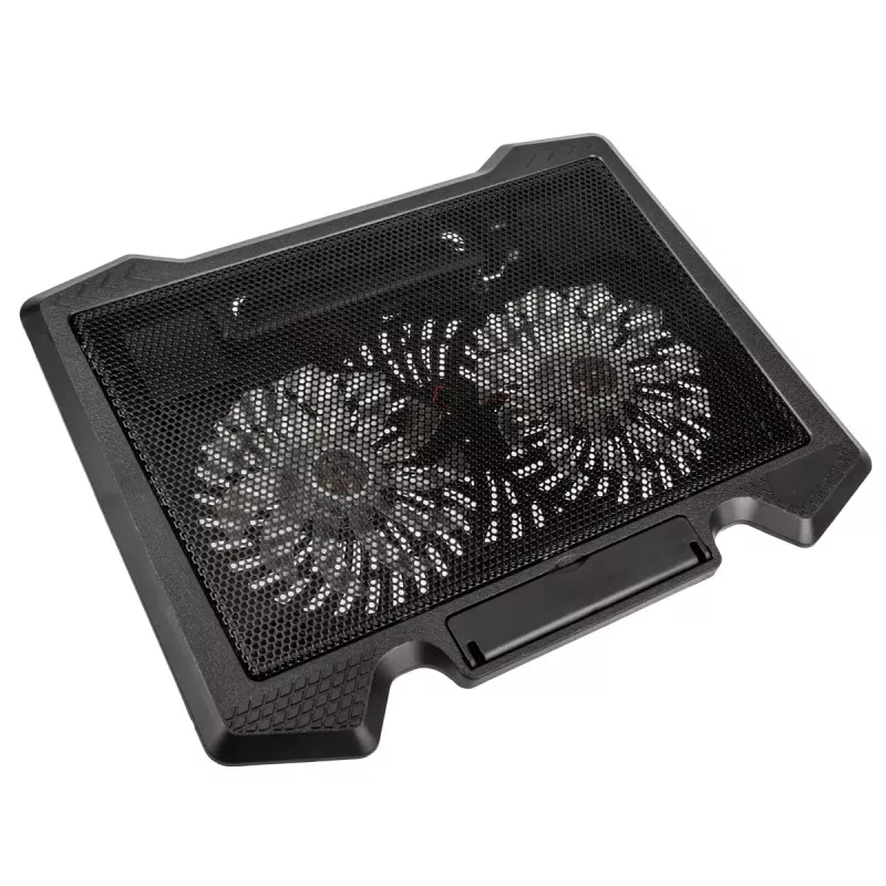 Klēpjdatora dzesēšanas paliktnis Kolink KL-N200 līdz 39,6 cm (15,6 collu) klēpjdatoriem, 2 ventilatori 140 mm, USB barošana, melns