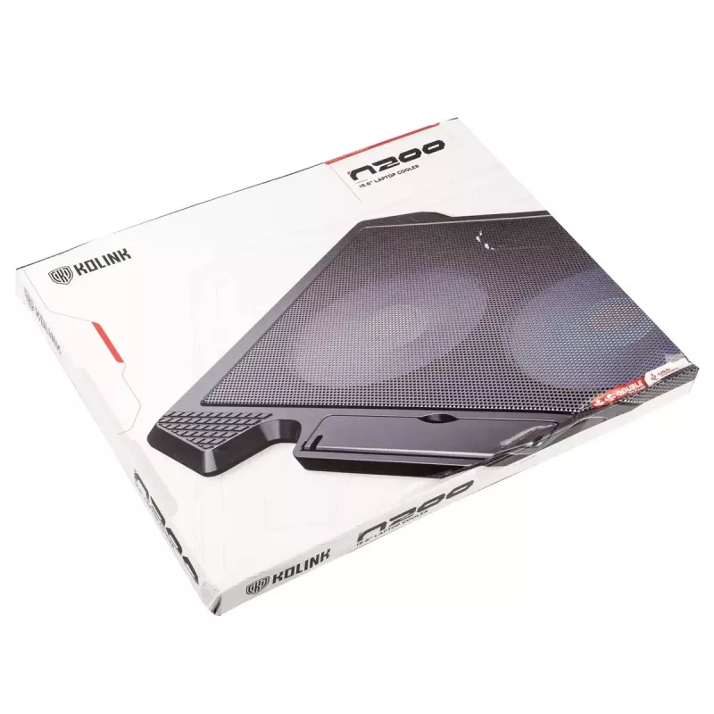 Klēpjdatora dzesēšanas paliktnis Kolink KL-N200 līdz 39,6 cm (15,6 collu) klēpjdatoriem, 2 ventilatori 140 mm, USB barošana, melns