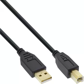 USB 2.0 kabelis Type A vīr. / Type B siev. melns apzeltīts 2m InLine 34518S