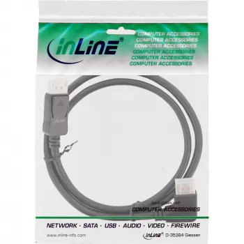 InLine DisplayPort 1.4 kabelis, 8K4K, taisnsleņķa, melns/zelta, 2 m