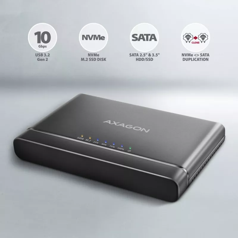 Clone Master USB-C Axagon ADSA-CC NVMe M.2 SSD & SATA HDD