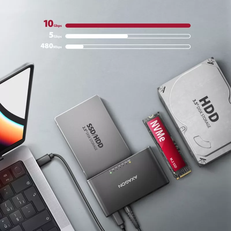 Clone Master USB-C Axagon ADSA-CC NVMe M.2 SSD & SATA HDD