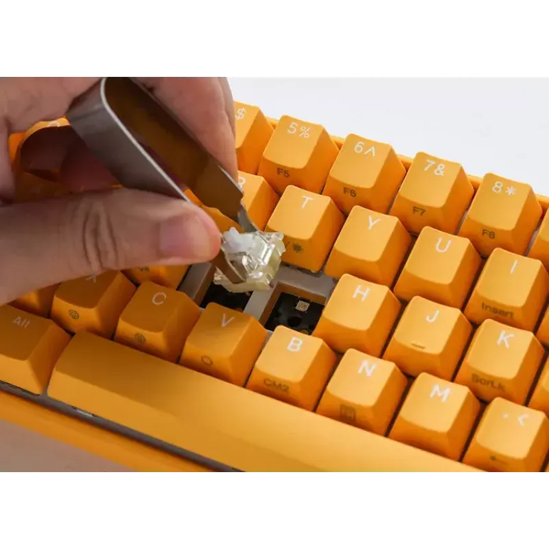 Ducky One 3 dzeltena Mini tastatūra spēlēm, USB, vācu, mehāniska, RGB