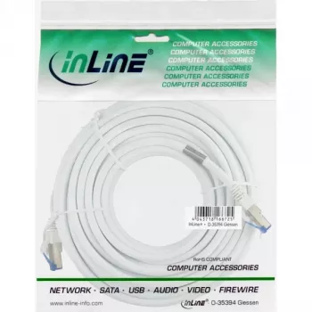 InLine komutācijas kabelis S/FTP PiMF Cat.6A halogen free 500MHz balta 1m