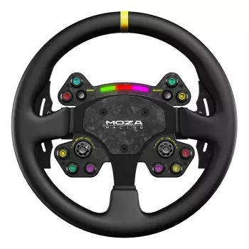 Moza Racing RS V2 stūre, Stūre, PC, Daudzkrāsu, Vadu un bezvadu, Melna, Oglekļa šķiedra, Āda