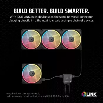Ventilators Corsair iCUE LINK LX140-R RGB 14 cm Melns 2000 RPM 3.55 mmH2O