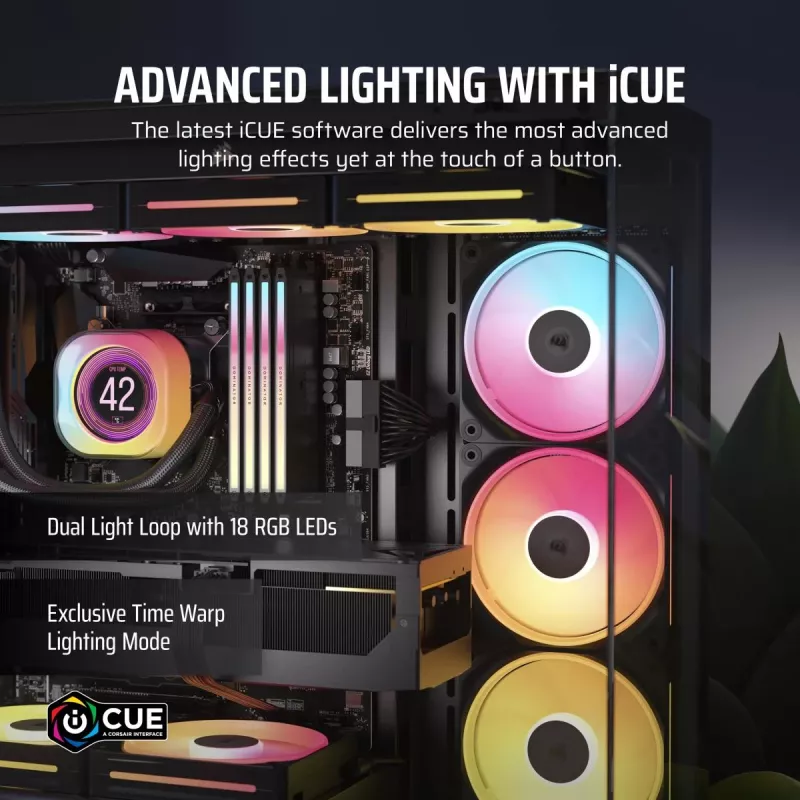 Ventilators Corsair iCUE LINK LX140-R RGB 14 cm Melns 2000 RPM 3.55 mmH2O
