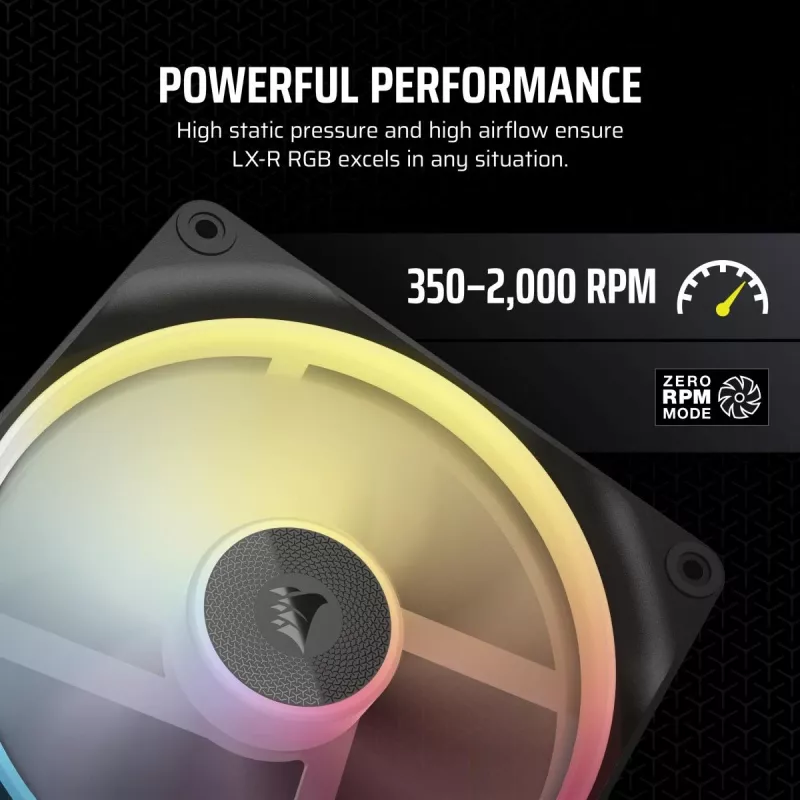 Ventilators Corsair iCUE LINK LX140-R RGB 14 cm Melns 2000 RPM 3.55 mmH2O