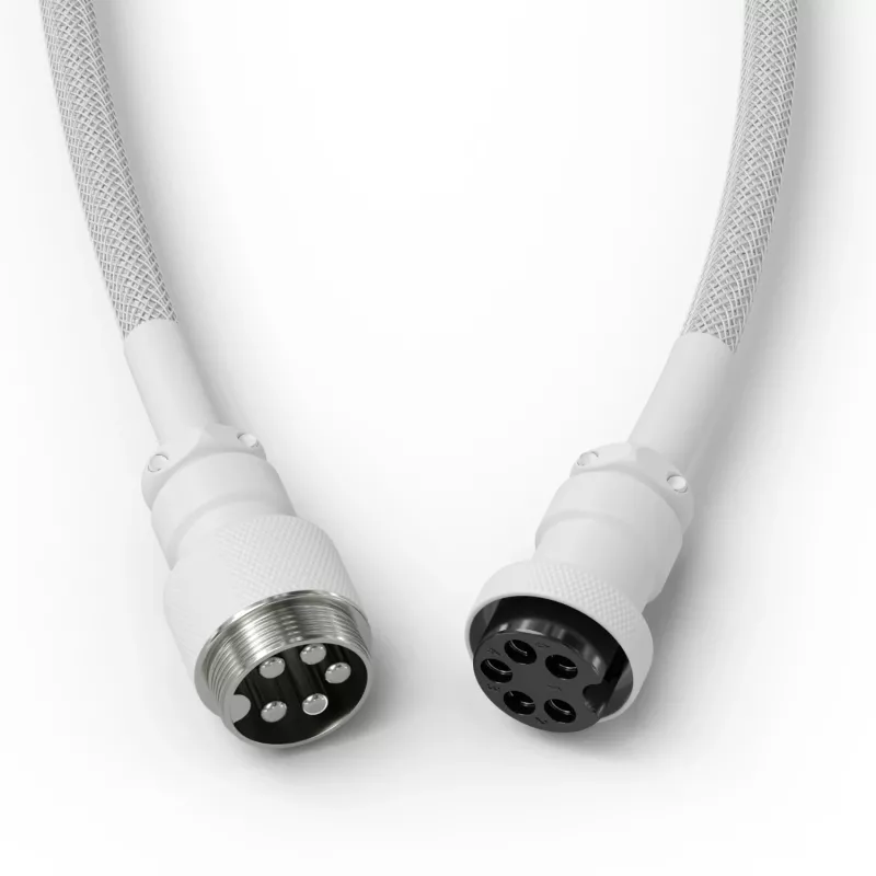 Spolēts USB kabelis GLORIOUS GMMK Ghost balta (GLO-KB-ACC-CBL-COIL-GWHT) – spolēts tastatūras kabelis, Ghost balta krāsa
