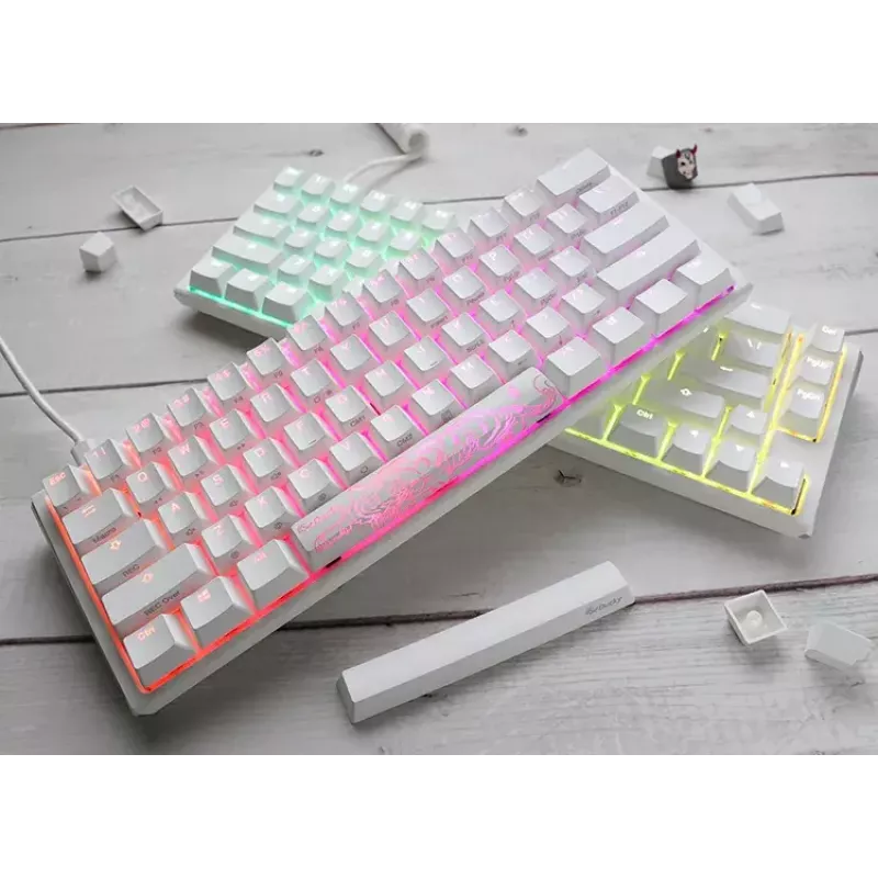 Ducky One 3 Mini Pure balta tastatūra Spēļu USB Vācu Mehāniska 61 taustiņš