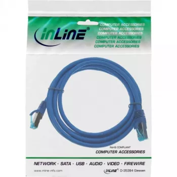 InLine komutācijas kabelis S/FTP PiMF Cat.6A halogēnbrīvs 500MHz zils 0.5m