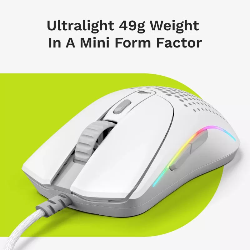 Glorious Gaming Glorious Model O 2 Mini - Matēti balta, Labās rokas, Optiskā, USB Type-A, 26000 DPI, Balta