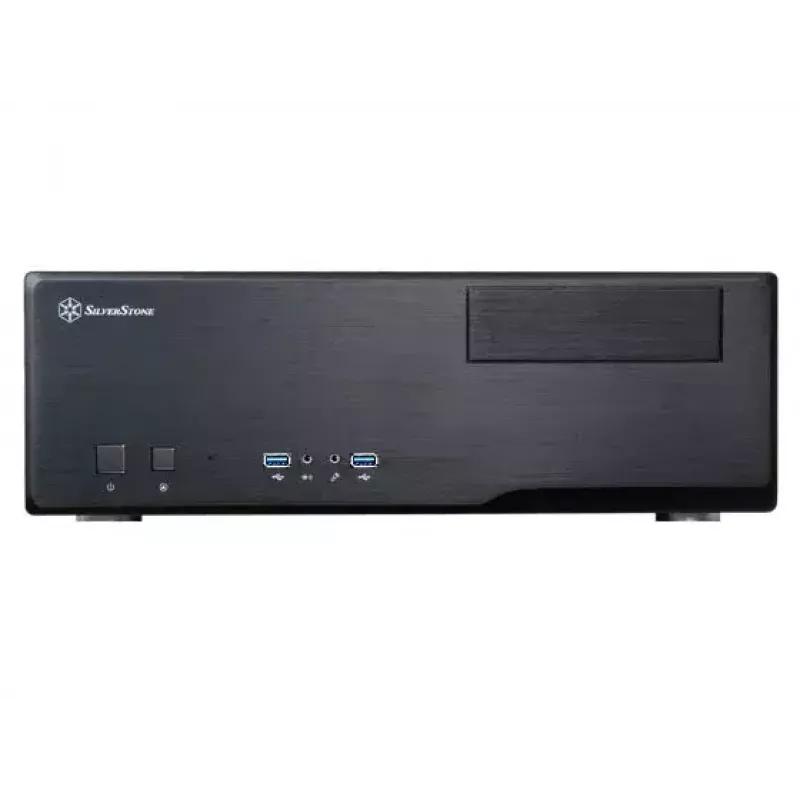 PC case SILVERSTONE Grandia GD05 HTPC Melns — Mini‑ITX/DTX/Micro‑ATX, 2×3.5 collu + 2×2.5 collu, 1×5.25 collu, 3×120 mm sānu ventilatori, USB 3.0