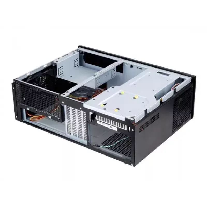 PC case SILVERSTONE Grandia GD05 HTPC Melns — Mini‑ITX/DTX/Micro‑ATX, 2×3.5 collu + 2×2.5 collu, 1×5.25 collu, 3×120 mm sānu ventilatori, USB 3.0