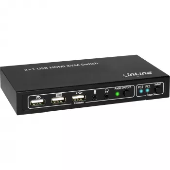 InLine 2x1 HDMI KVM slēdzis, 2x1, HDMI 4K2K, USB 2.0 centrmezgls, ar audio