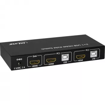 InLine 2x1 HDMI KVM slēdzis, 2x1, HDMI 4K2K, USB 2.0 centrmezgls, ar audio