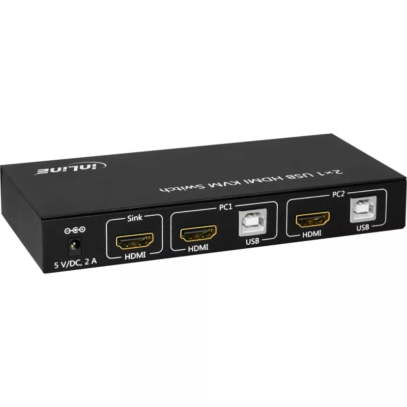 InLine 2x1 HDMI KVM slēdzis, 2x1, HDMI 4K2K, USB 2.0 centrmezgls, ar audio