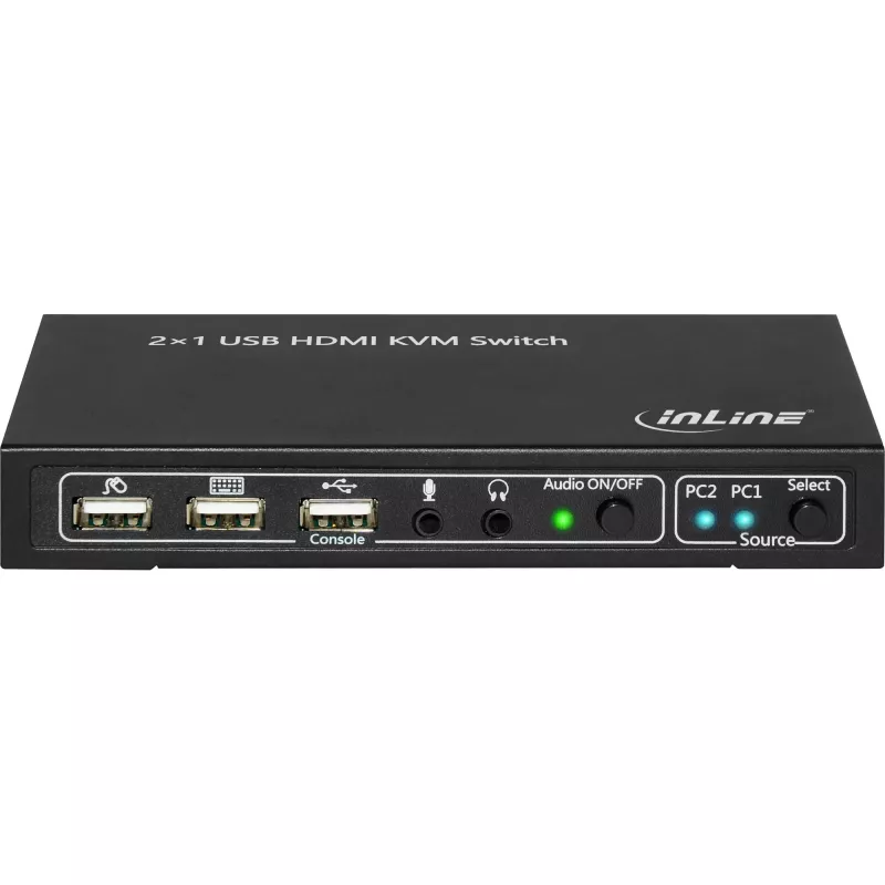 InLine 2x1 HDMI KVM slēdzis, 2x1, HDMI 4K2K, USB 2.0 centrmezgls, ar audio
